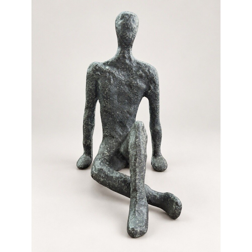 Heavy Abstract Seated Figure Sculpture | Modernist / Brutalist Décor